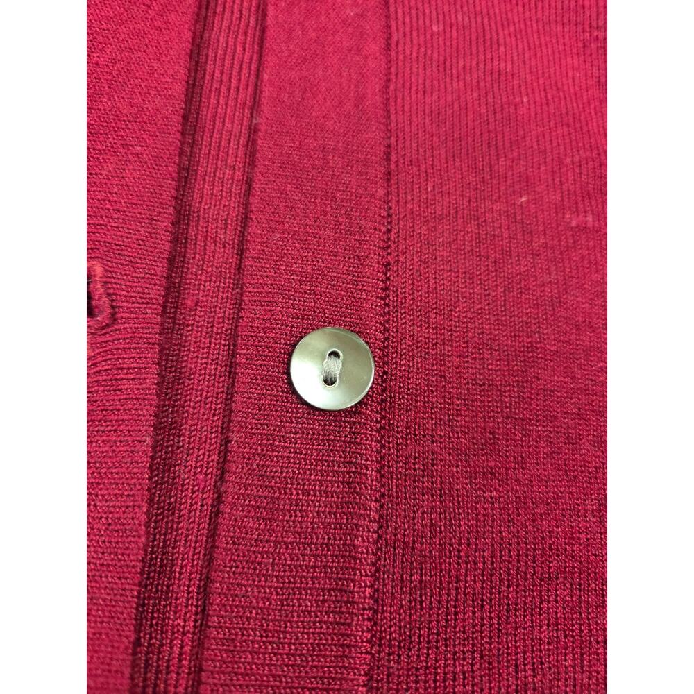 Talbots Solid Dark Red Classic Thin Button Front … - image 2